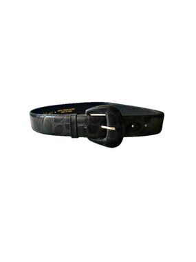 Magid Womens Croc Embossed Black Leather Belt  Size M